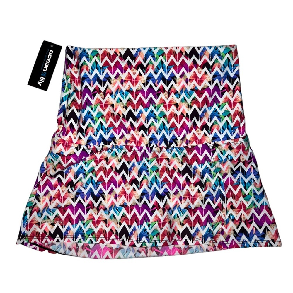 Oceanlily High Waist Over The Belly Maternity Swimwear Swim Skirt, Size M